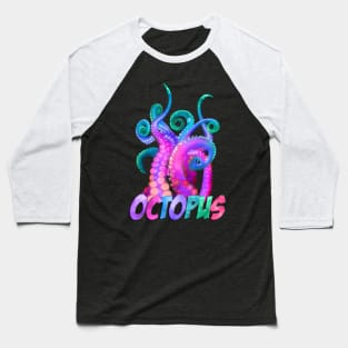 Neon Octopus Baseball T-Shirt